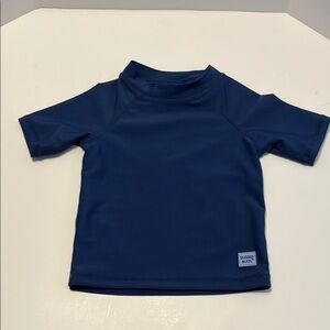 Navy Blue Short-Sleeve Rashguard Swim Top